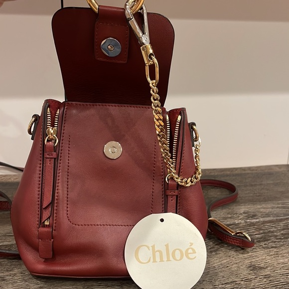 Chloe sienna burgendy red calf leather backpack handbag gold hardware authentic - Picture 2 of 6